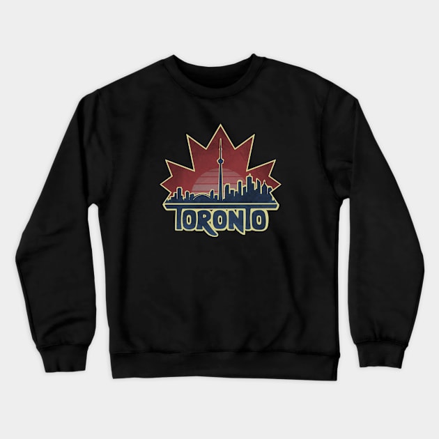 Toronto Skyline - Maple Leaf Crewneck Sweatshirt by Tanimator